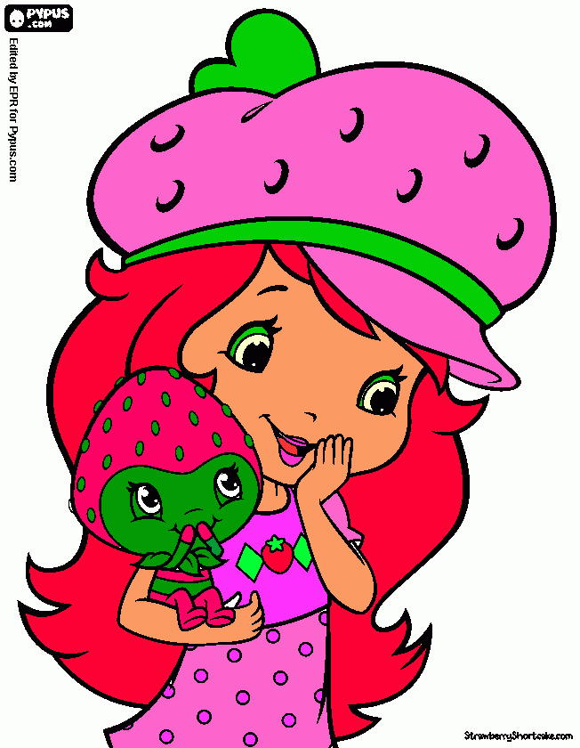 rosita fresitapeli roja la ropa rosada y berde con un berrikin para colorear