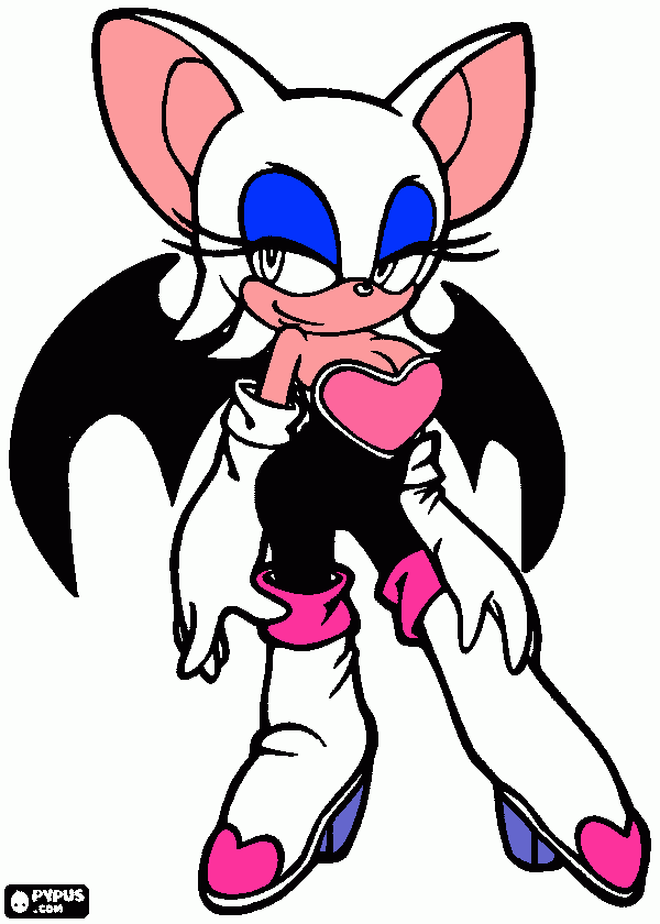 rouge gatita amiga de sonic para colorear