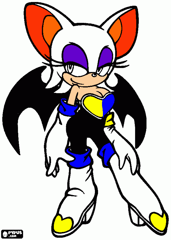 rouge the bat murcielago de sonic para colorear