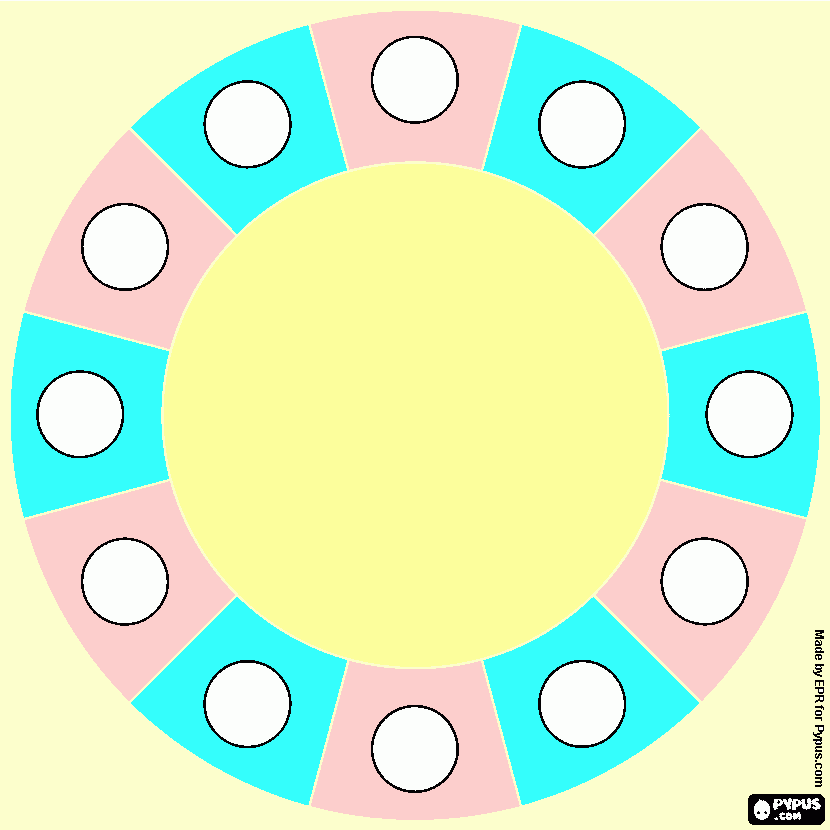 ruleta rosa y azul para colorear