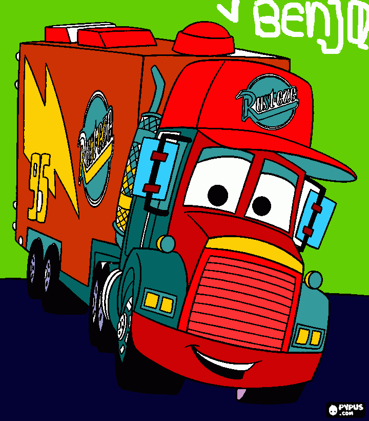 Rust.eze de cars ( camion mack)  para colorear