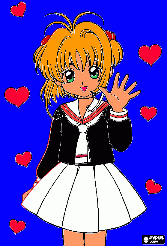 sakura estudiante para colorear