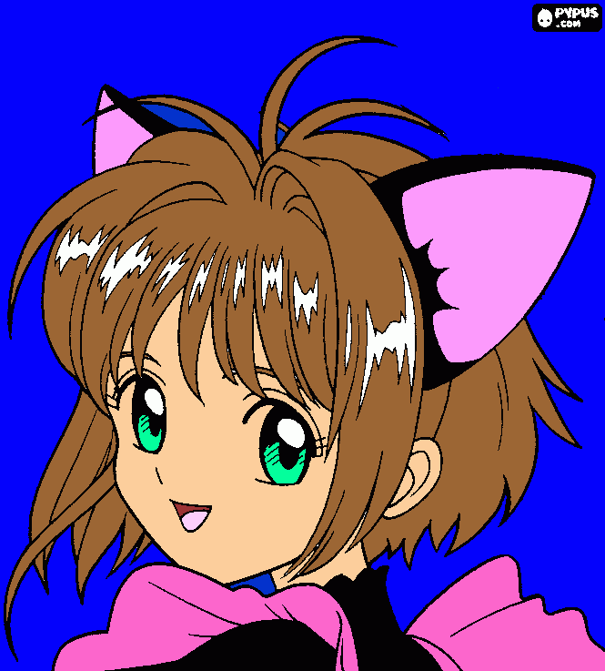 sakura gato para colorear