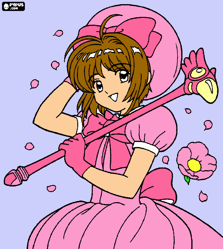 sakura y el vaculo majico para colorear