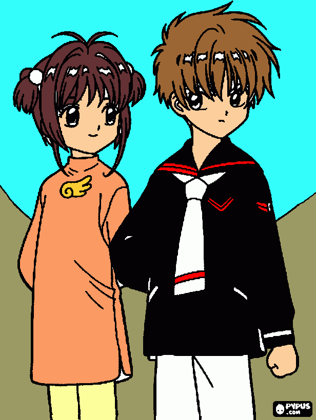 sakura y shaoran Li  para colorear