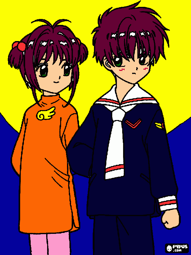 SAKURA Y SHAORAN para colorear