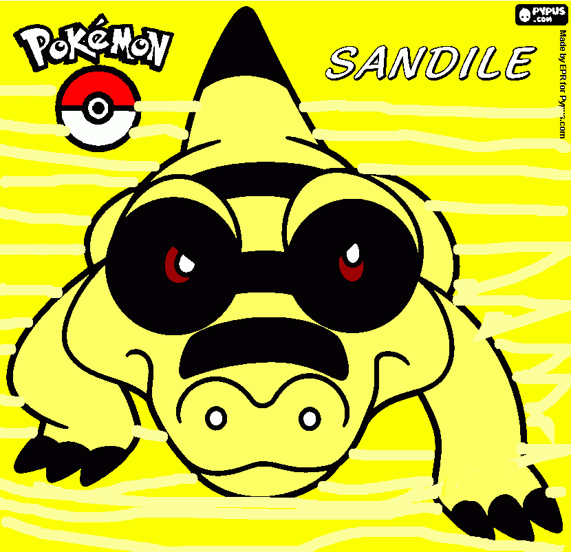 Sandile Un Cocodrilo Pokemon Tipo Tierra Siniestro para colorear