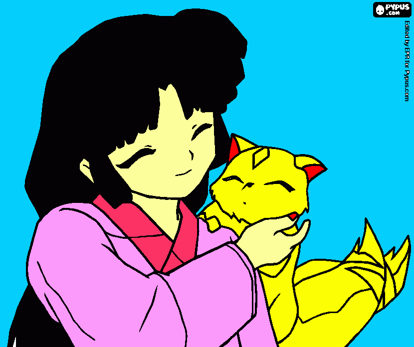 sango y kirara love you para colorear