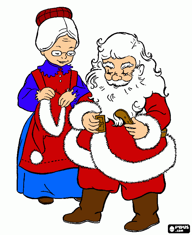 santa clos y señora clos para colorear