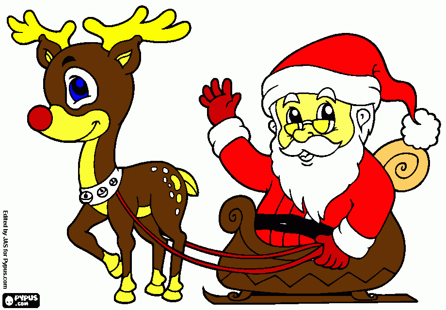 santa y rodolfo para colorear