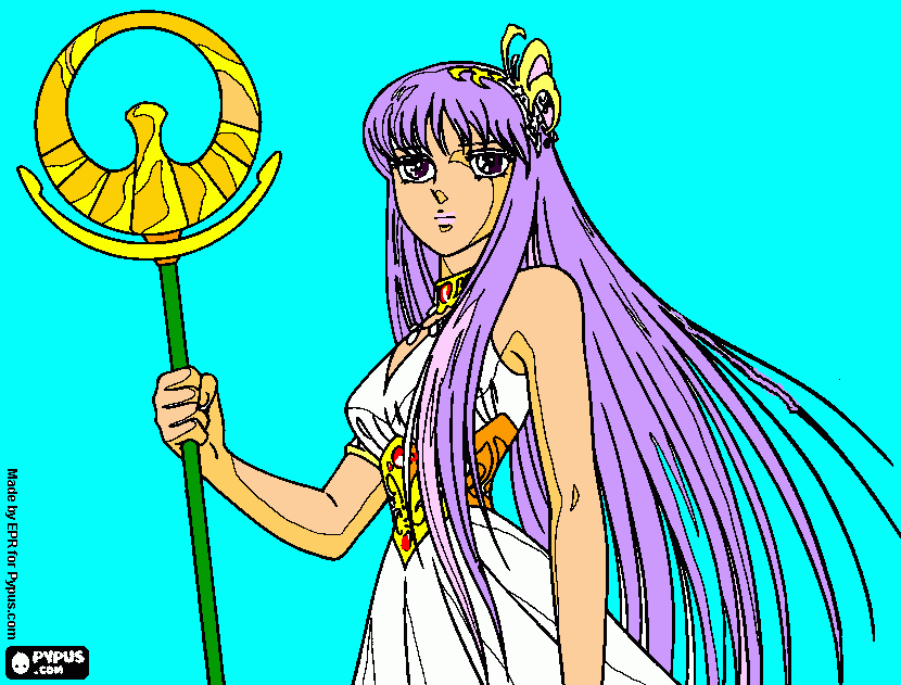 Saori de Athena para colorear