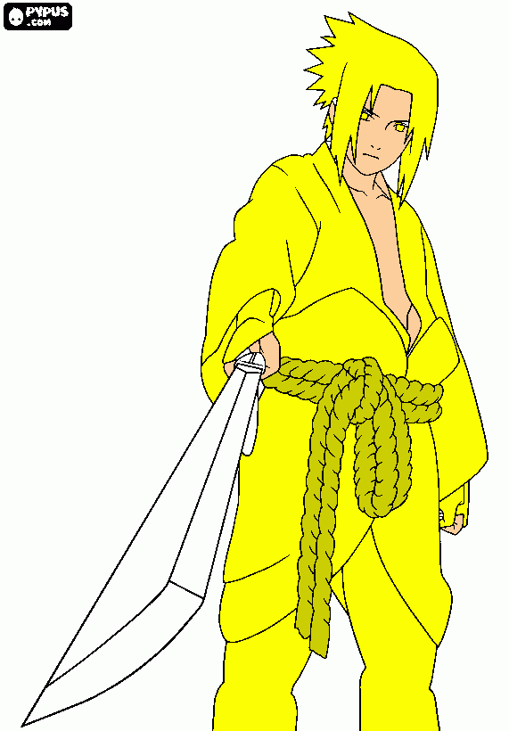 Sasuke modo kurama para colorear