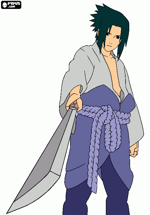 Sasuke Uchiha con un machete para colorear