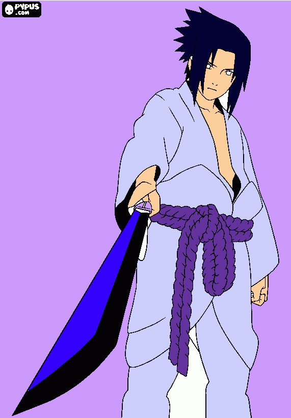 sasuke un guerrero para colorear