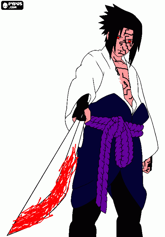 sasuke y sharingan  para colorear
