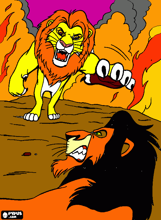 scar vs simba ultima parte del rey leon para colorear