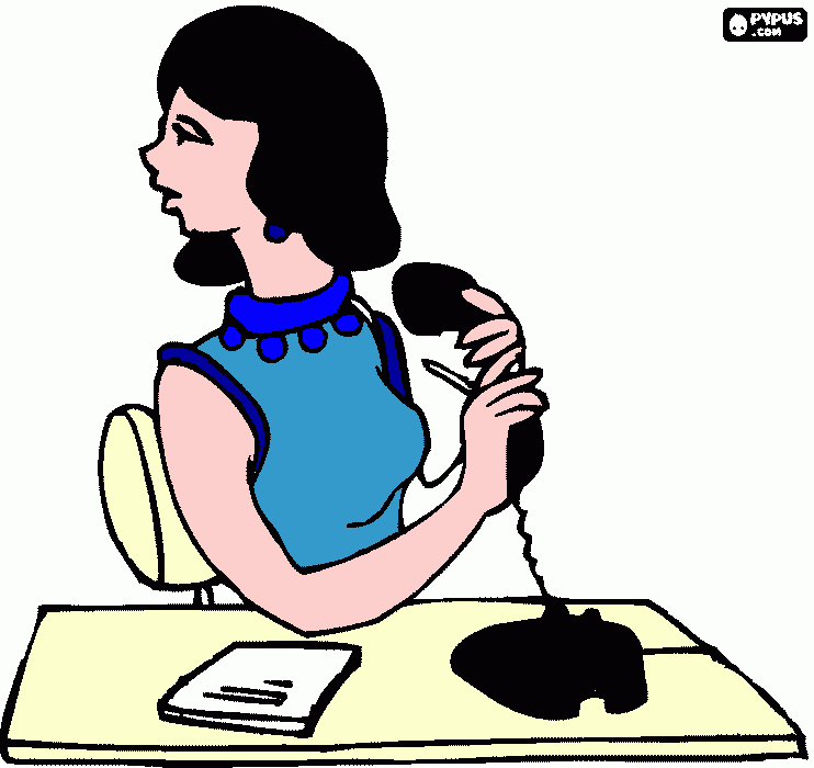 secretaria contestando el telefono para colorear