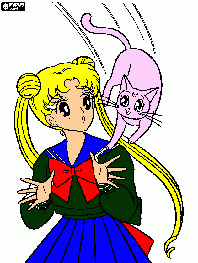 serena con su nuevo uniforme para colorear
