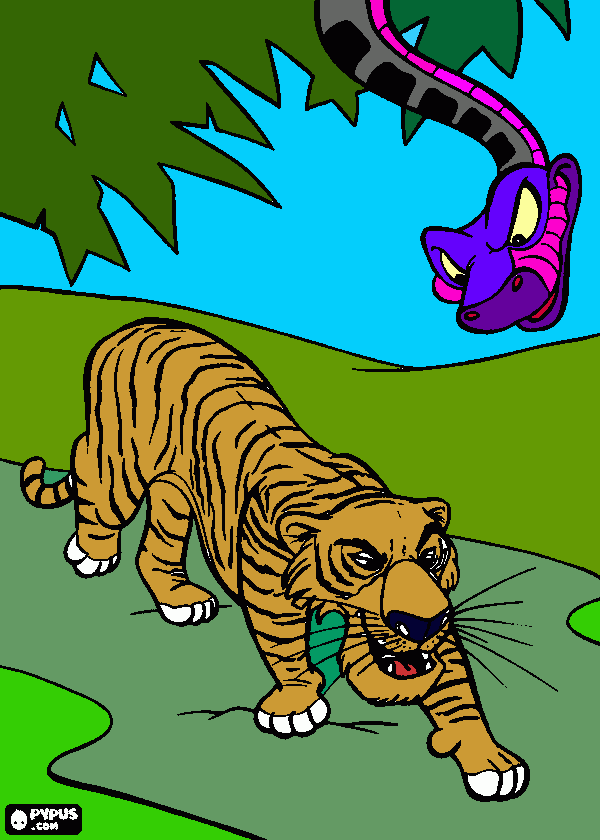 serpiente y tigre para colorear