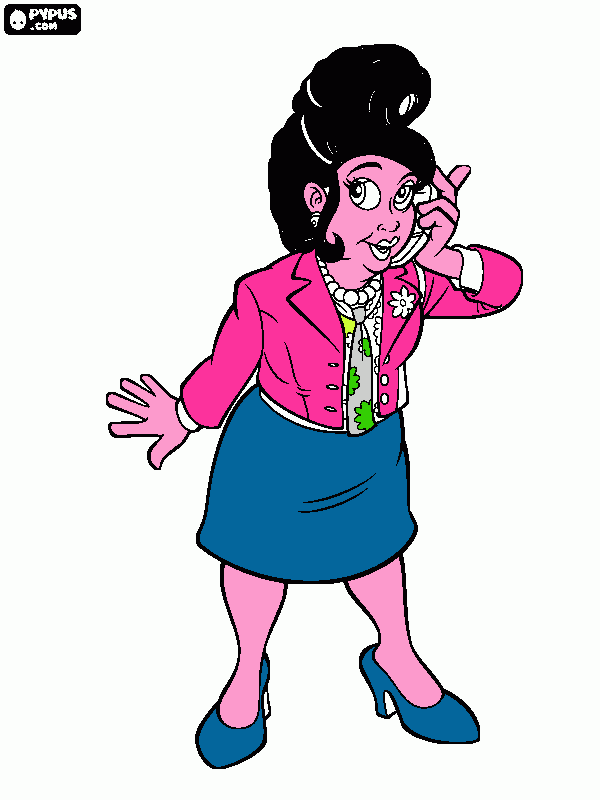 señora con movil para colorear