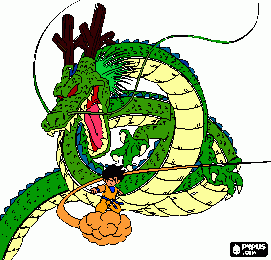 shenlong con goku para colorear