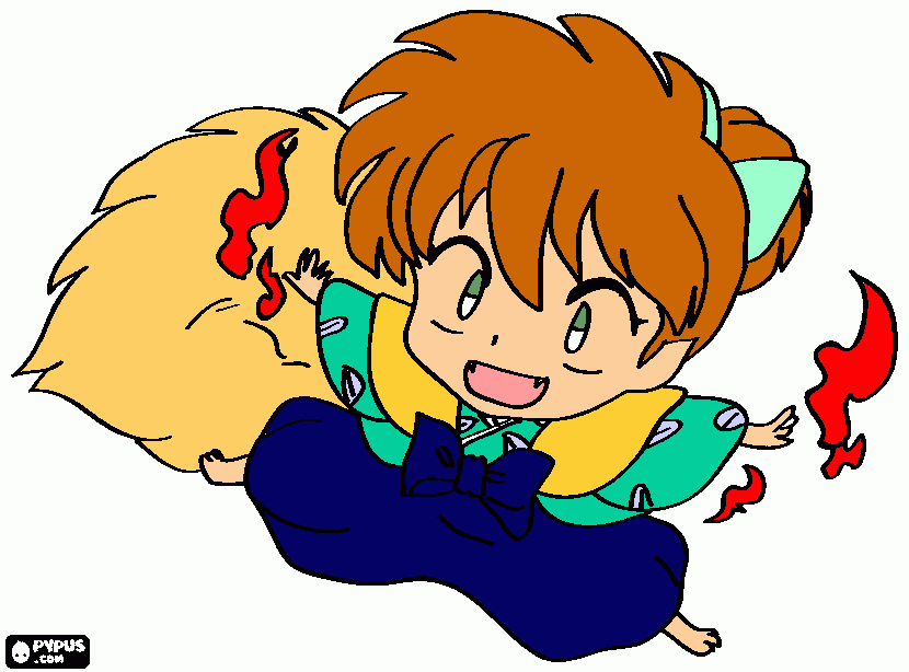 shippo dibujo anime para colorear