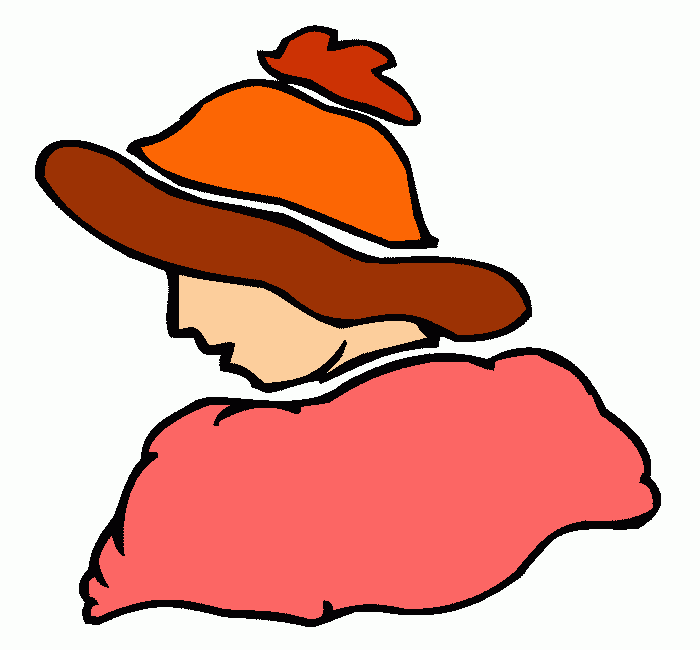 silueta de mujer con sombrero para colorear