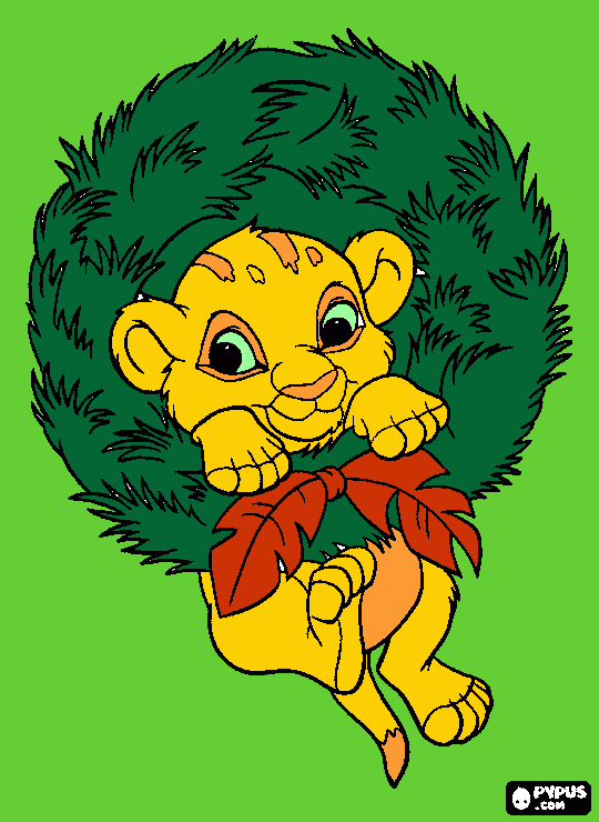 simba en navidad para colorear
