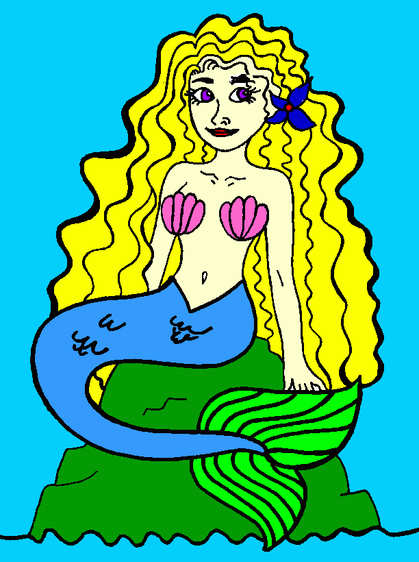 sirenita bella para colorear
