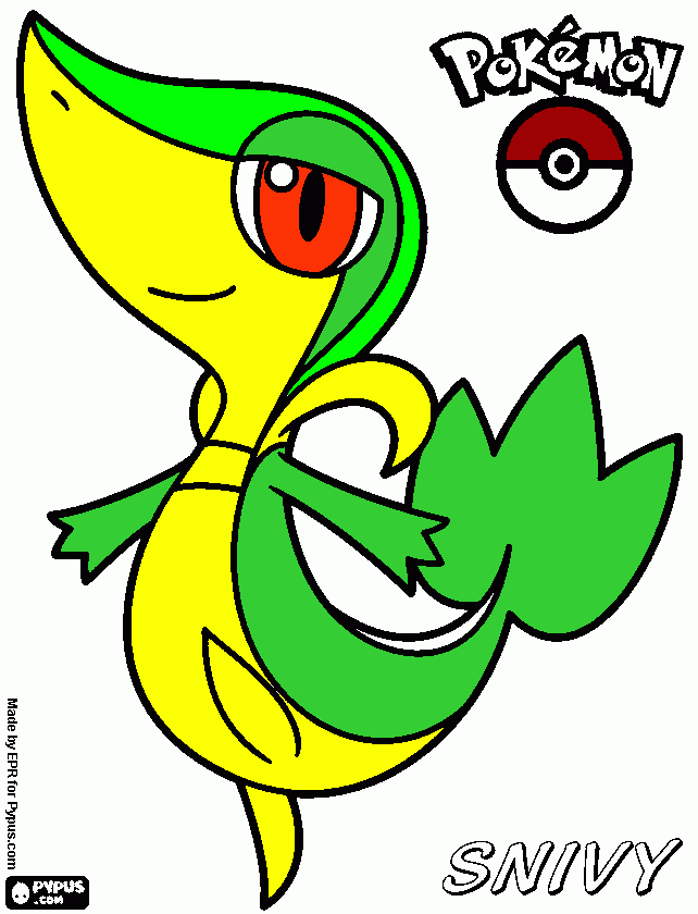 Snivy Un Pokemon Vivora De :Tipo Planta TSruaja para colorear