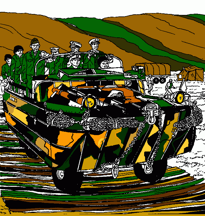 soldados en un carro de combate para colorear