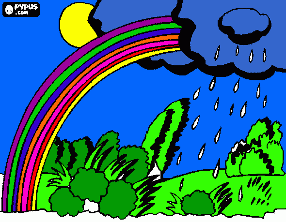 sol,lluvia.arco iris para colorear