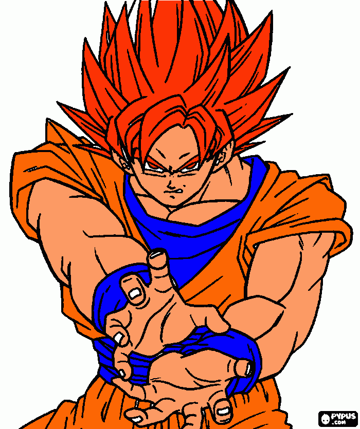 Son Goku rojo para colorear