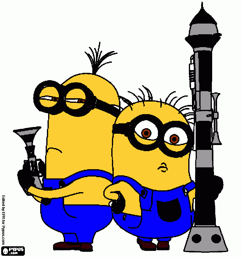 Son minions con armas para colorear