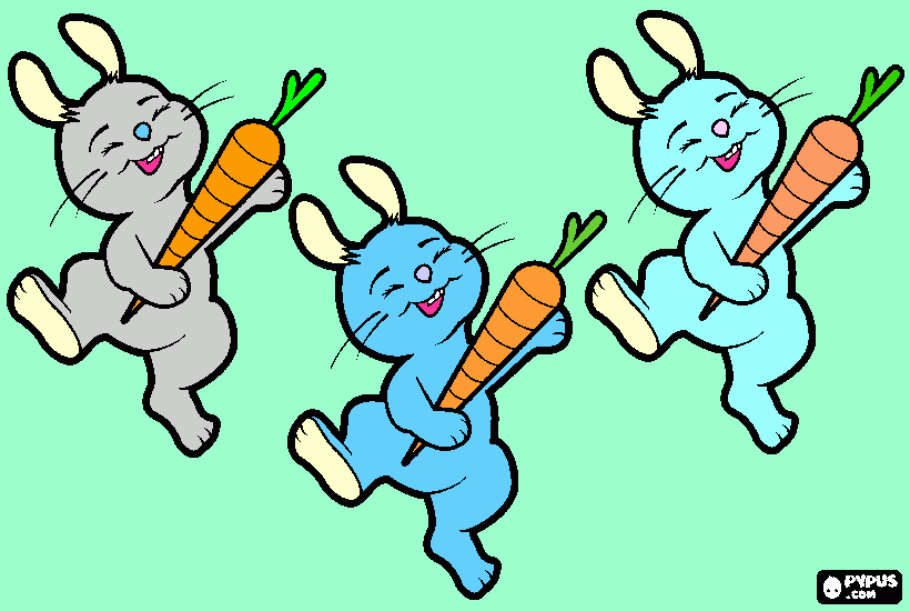 son tres conejitas traviesas como: para colorear