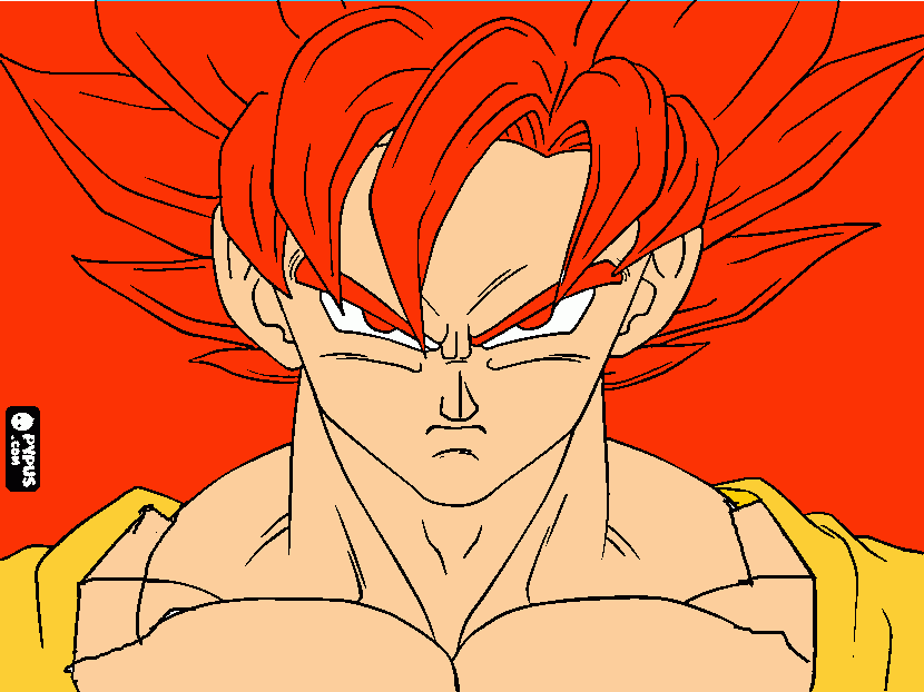 Songoku rojo para colorear