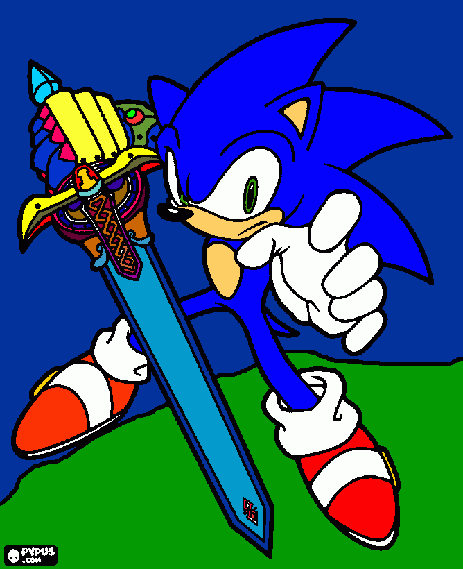 sonic con espada para colorear