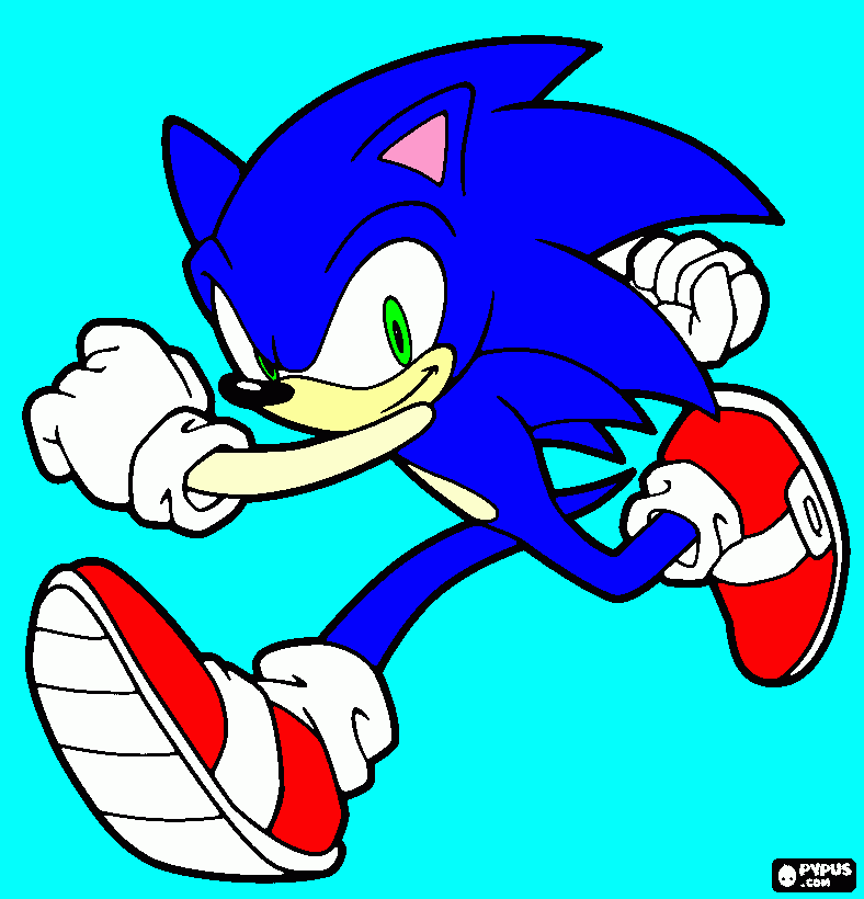 SONIC CORRIENDO MUY MUI MUI MUI ASTA EL INFINITO para colorear