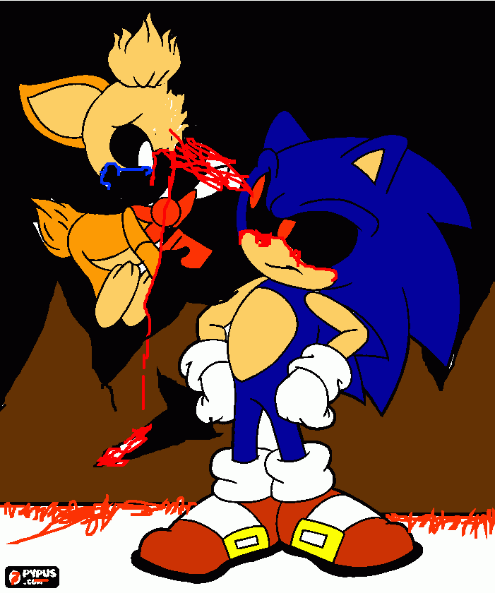 sonic . exe vencio a su amigo para colorear
