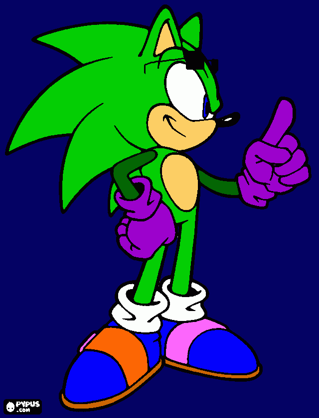sonic guapo verde para colorear