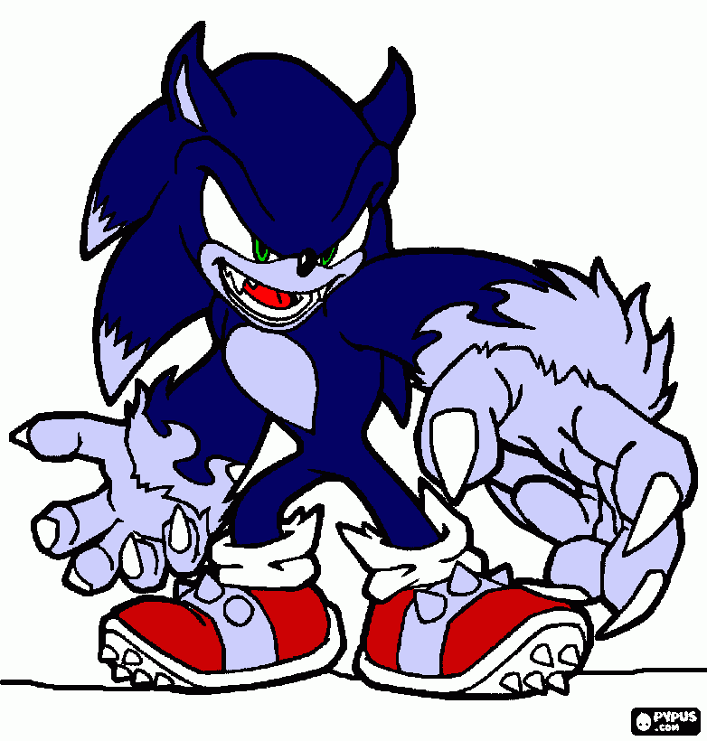 sonic the werehog para colorear