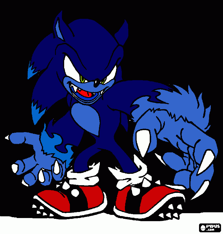 Sonic unleashed: Sonic el erizo-lobo para colorear