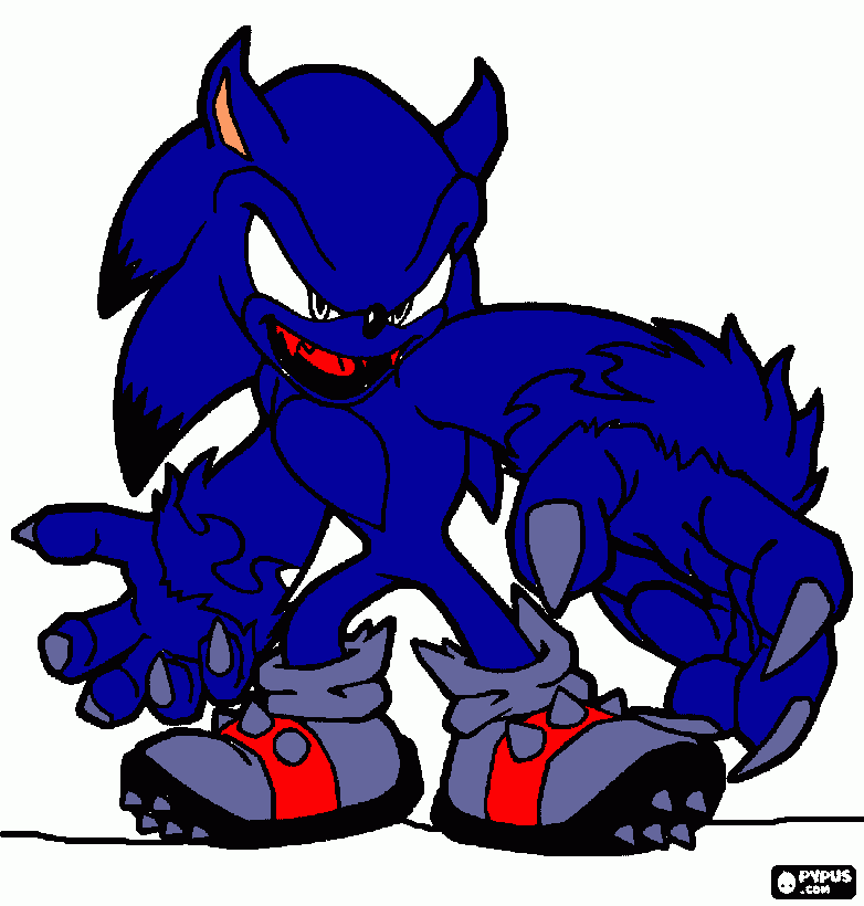Sonic Unleashed, sonic se convierte en lobo por la noche! para colorear