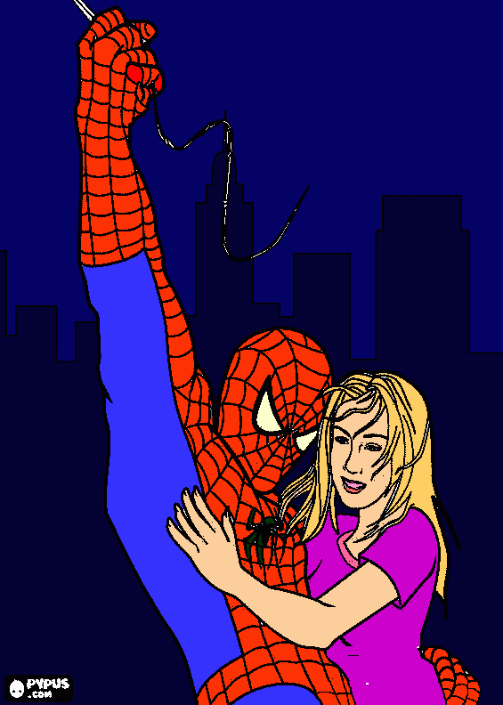 spider-man con mary jane para colorear