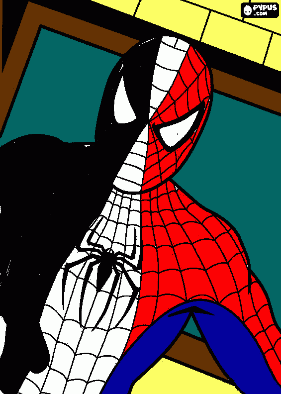 Spiderman negro para colorear, Spiderman negro para imprimir