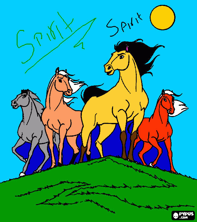 spirit es el caballo mas hermoso en todas las caricaturas para colorear