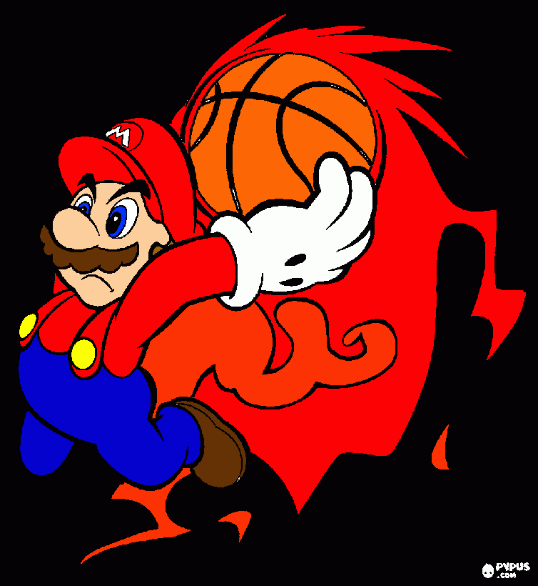 super mario bros basket para colorear