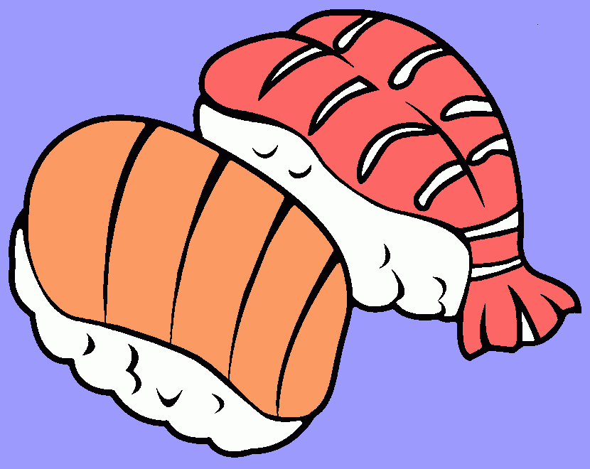 Sushi, arroz pez crudo para colorear