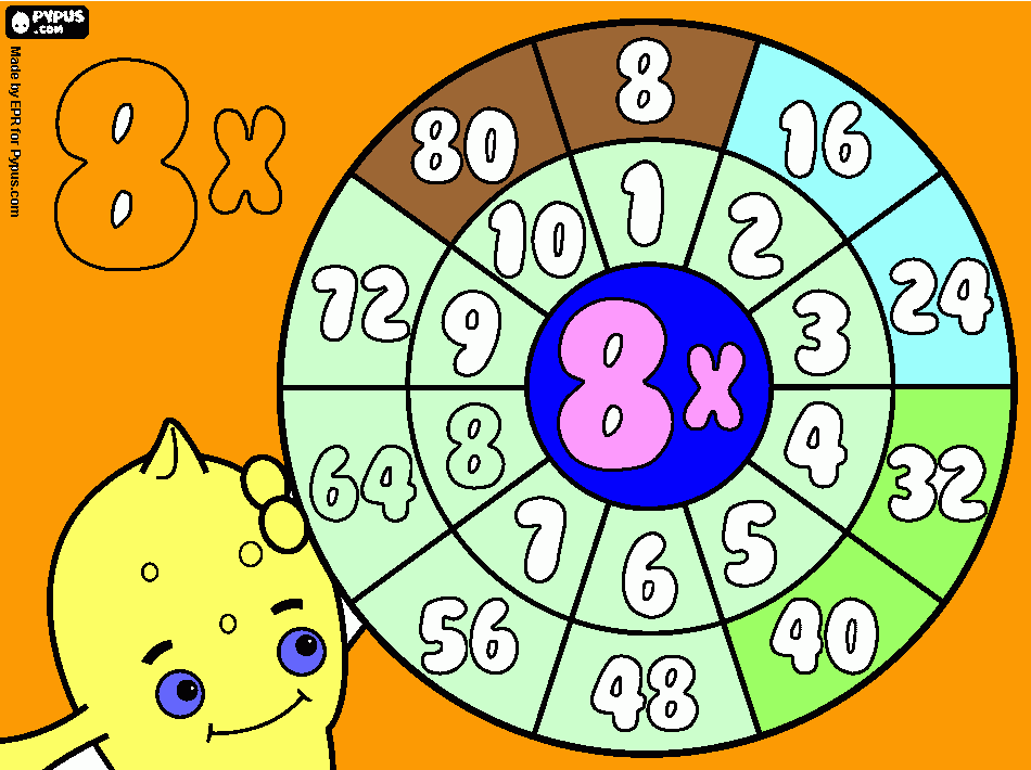 tabla de multiplicar para colorear