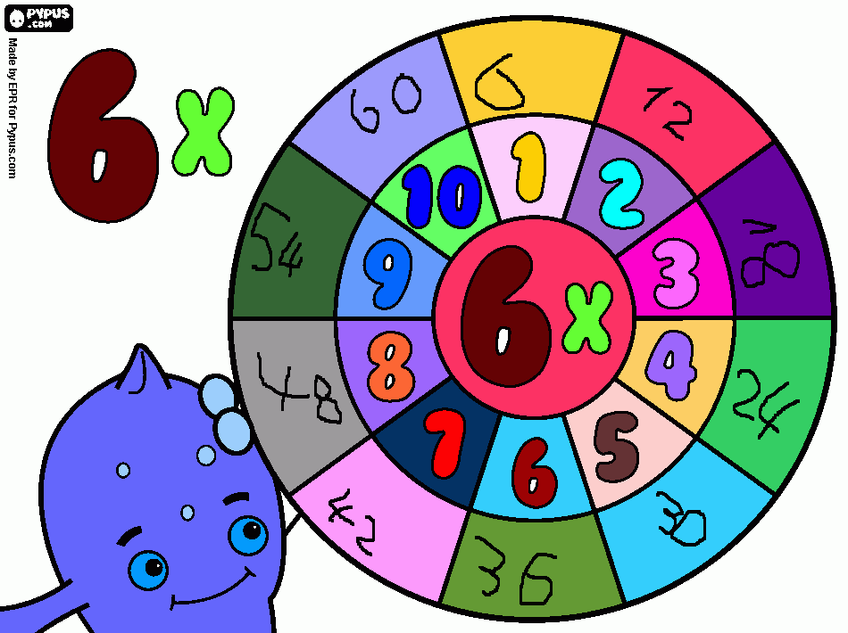 tabla del 6 para colorear